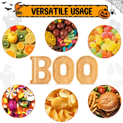 Christmas Boo Charcuterie Letters Bamboo Wood Charcuterie Christmas Board Letter Serving Tray Cheese Board Halloween Serving Tray Plates for Xmas Holiday Candy Cookie Home Party