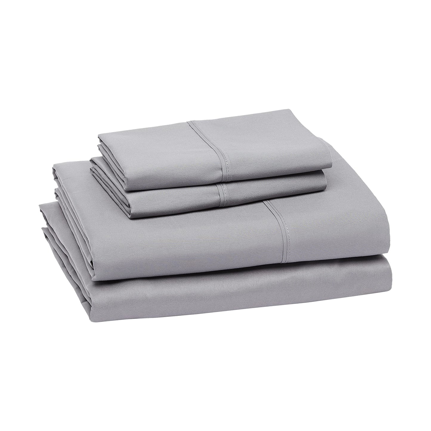 Amazon Basics Lightweight Super Soft Comfortable Breathable Wrinkle Resistant Brushed Microfiber 4-Piece Bed Sheet Set with 14-Inch Deep Pockets, Queen, Dark Gray, Solid