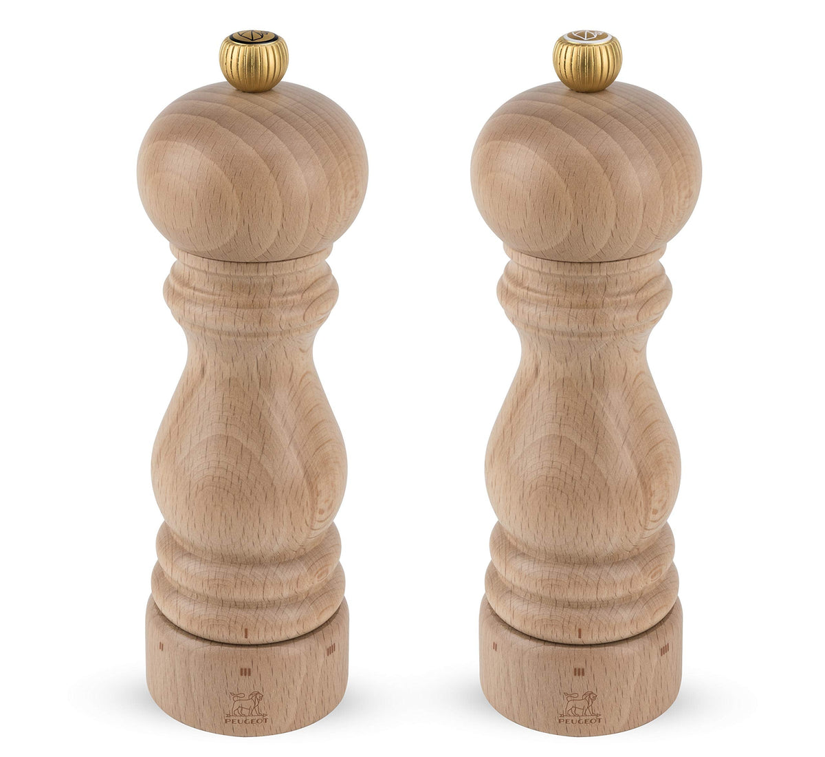 PEUGEOT - Paris u'Select 18 cm- 7 in. Pepper and Salt Mill Set - 6 Predefined Grind Settings - Powdered Salt Innovation, Zirlion Mechanism - PEFC-Certified Wood - Made in France - Natural Finish