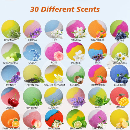 Bath Bombs for Kids with Toys Inside for Girls Boys - 30 Pack Bath Bombs Gift Set with Surprise, Kids Safe Bubble Bath Fizzy Balls Halloween Christmas Birthday Gift Kit