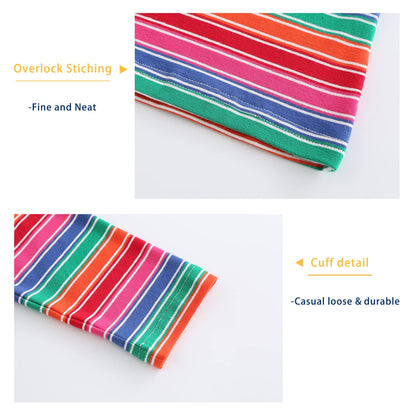 Little Boys Rainbow Striped Shirts Cotton Long Sleeve T-Shirts for Boys O-Neck Tops 3T