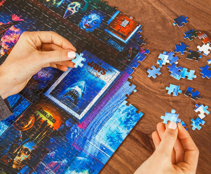 House of Horrors and Scary Movies 1000 Piece Jigsaw Puzzle by Rachid Lotf | Interactive Brain Teaser Board Game for Adults, Educational Toys & Games | 28 x 20 Inches