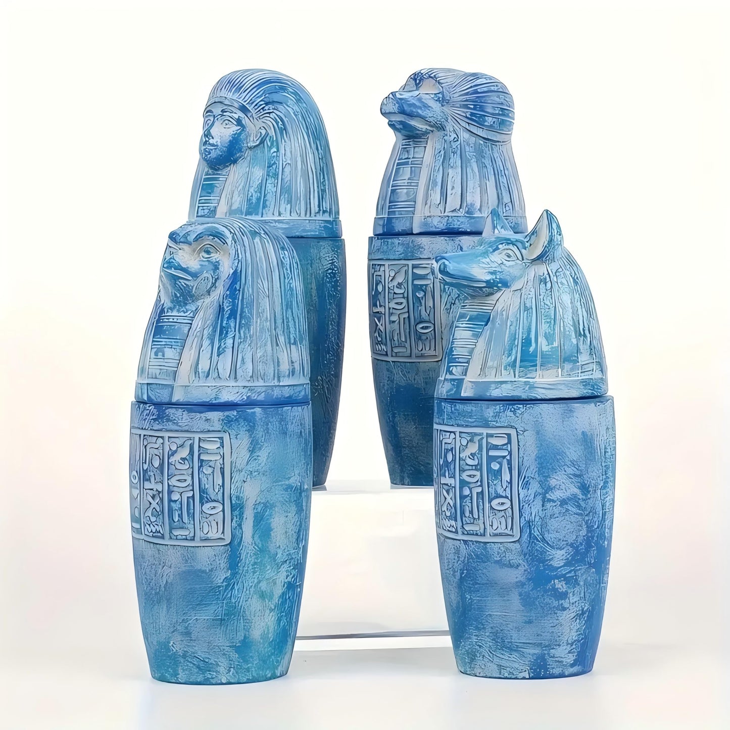 Will Art Museum 4pcs Ancient Egyptian Gods Canopic Jar Statue Resin Four Sons of Horus Egyptian Statue Ornaments Hand Painted Egypt Collectible Decor Sculpture Replica