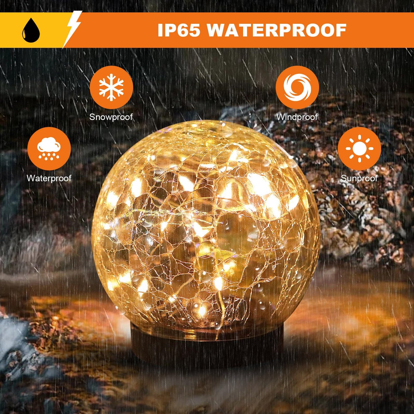 MLKNK Solar Globe Lights Outdoor Waterproof-Solar Balls-Solar Garden Lights-Orbs for Outside 8 Pack Cracked Glass Ball for Lawn Patio Yard Backyard Decorations
