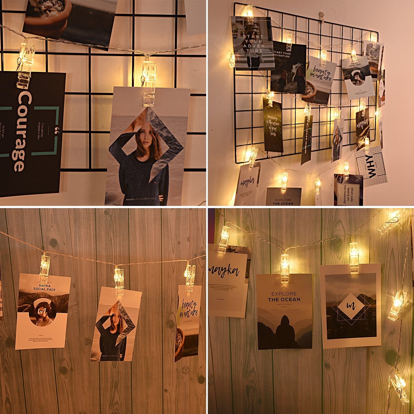 AOSTAR Tonver 20 LED Photos Clips String Lights (10ft. Warm White) Battery Operated Fairy String Lights for Bedroom Hanging Photos, Cards and Artworks