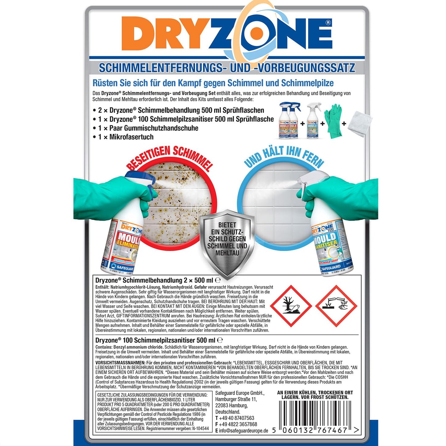 Dryzone Mould Remover and Prevention Kit (3 x 450ml spray) – The definitive long-term solution to Mould. Dual-Action Mould Remover & Sanitiser Spray.