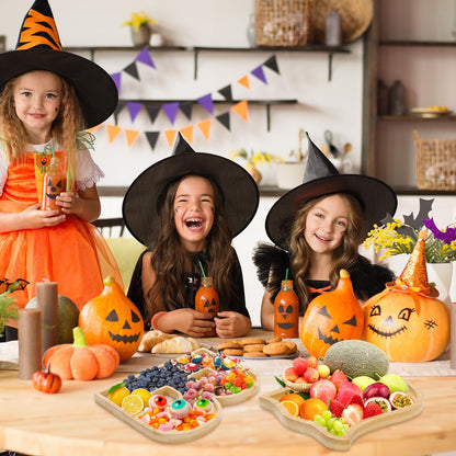 JarThenaAMCS 3 Pcs Halloween Charcuterie Board Cute Ghost Boo Wooden Cheese Platter Tray Appetizer Snack Party Serving Platters for Home Party Trick or Treat Supplies