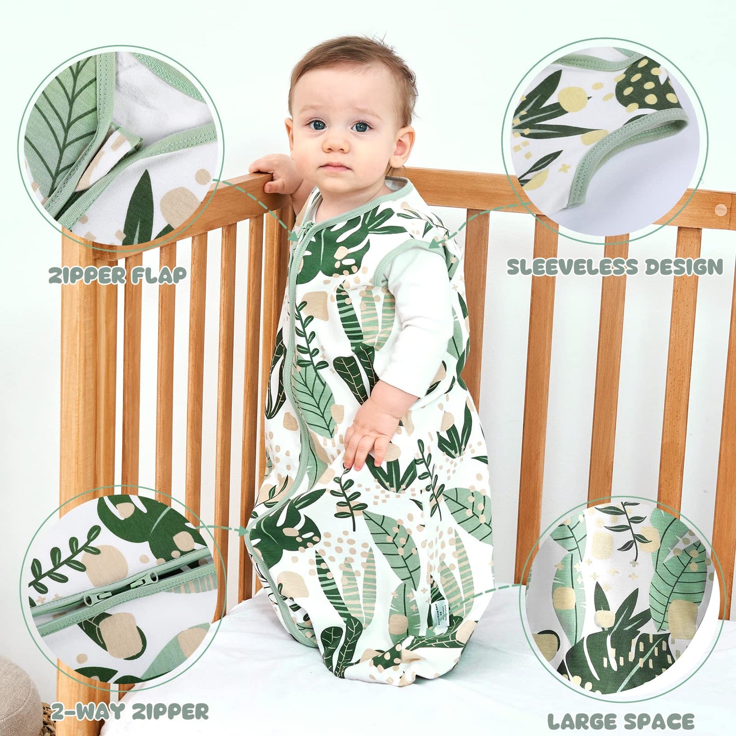 Yoofoss Baby Sleeping Bag 0.5 Tog - 6-12 Months 2 Pack Summer Sleeping Bag Baby 100% Organic Cotton Sleep Sack for Newbron Infant Toddler