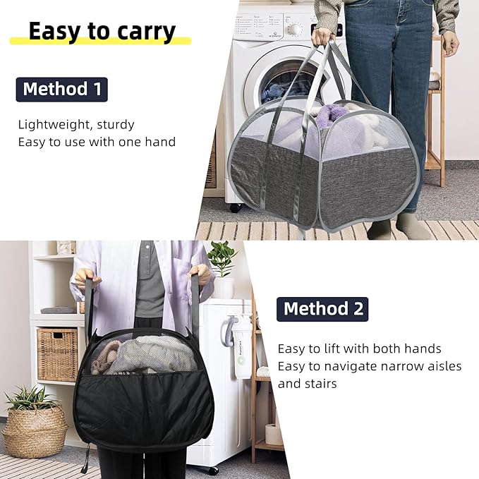 Collapsible Laundry Basket, 90L Foldable Pop Up Laundry Hamper