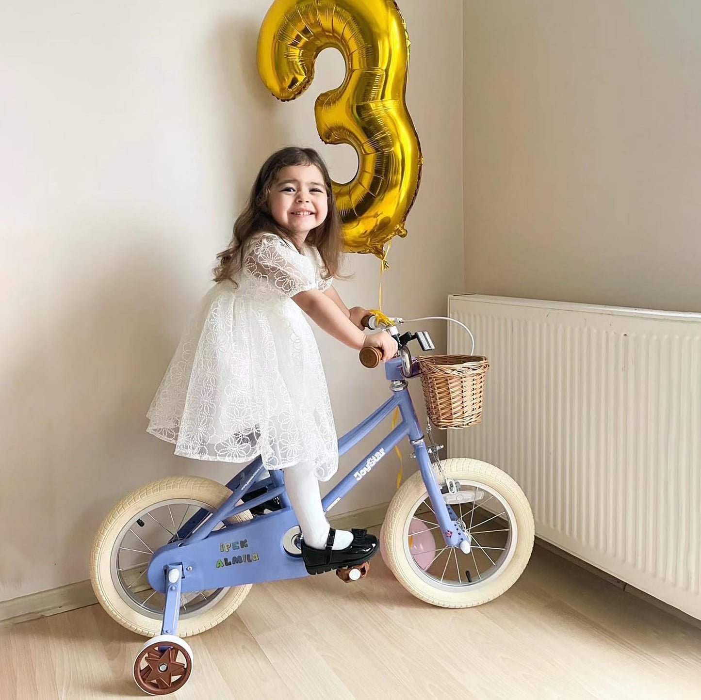 JOYSTAR 12 inch Kids Bike for Toddlers 3-4 Years(33"-41") Girls, Girls Bike with Training Wheels & Basket, Kids' Bicycle Purple
