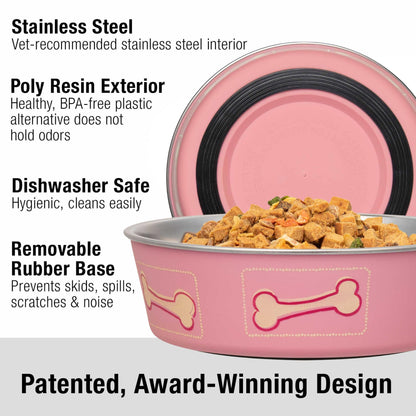 Loving Pets Coastal Bella Bowl for Dogs, Medium, Pink