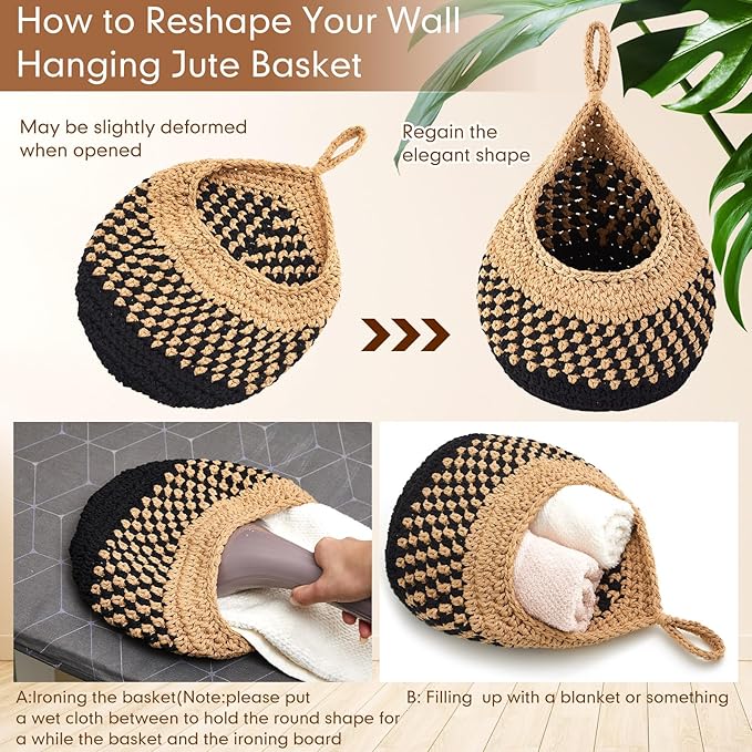 Honeydak Boho Decor Hanging Wall Baskets