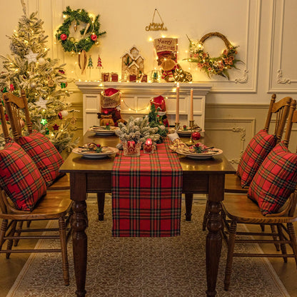 Softalker Christmas Checkered Tartan Table Runner - Red Buffalo Plaid Xmas Stain Resistant Washable Table Decoration for Dining/Parties/Holiday Decor, 13 x 108 Inch