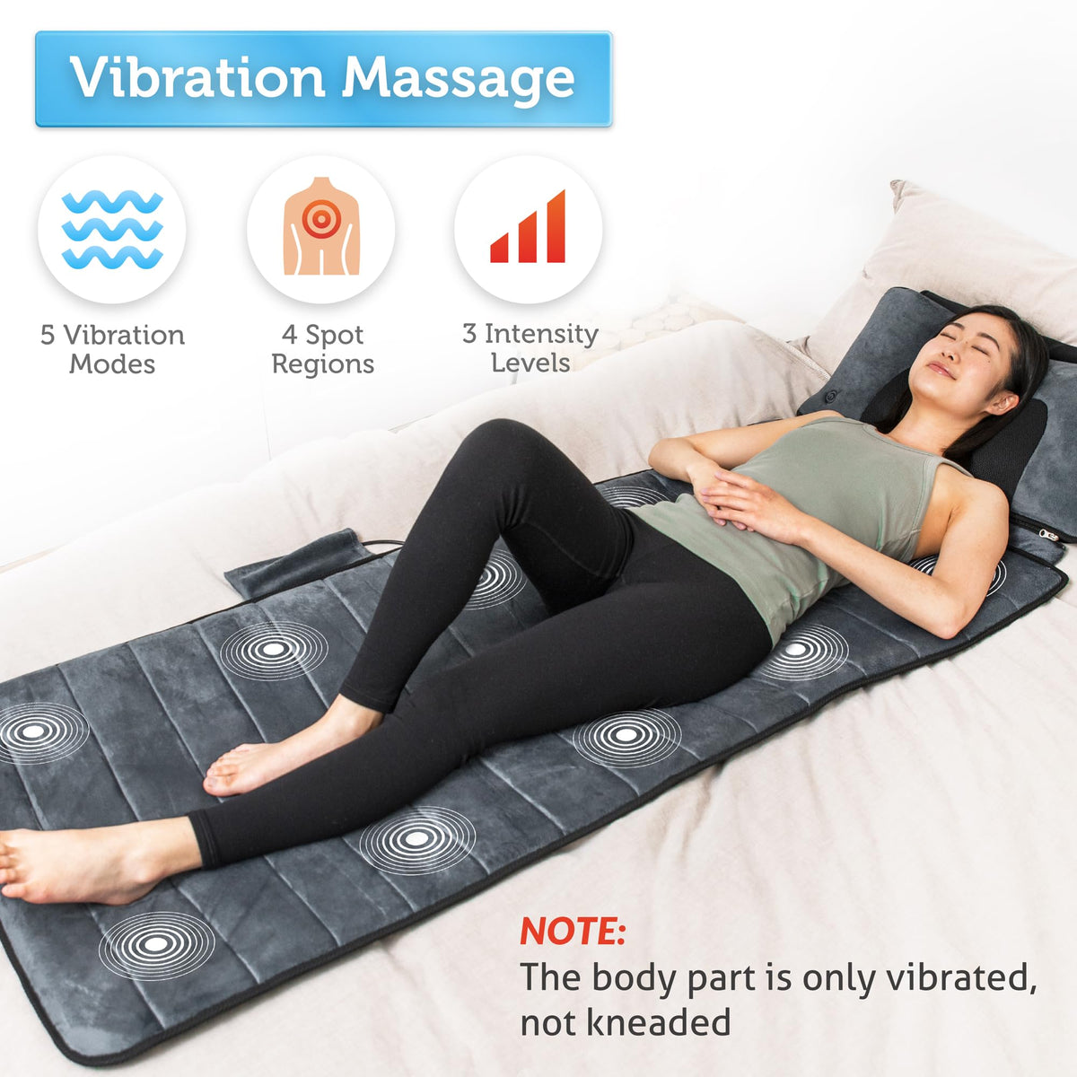 COMFIER Full Body Massage Mat with Movable Neck Pillow, 10 Vibrating Motors & 4 Heating Pads, Back Massage Pad, Father's Day Gifts for Dad Men