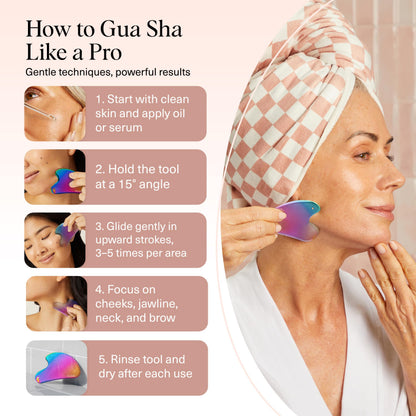 Kitsch Stainless Steel Gua Sha Facial Tools - Guasha Tool for Face, Face Sculpting Tool, Jawline Shaper, Double Chin Reducer, Body Gua Sha Tools, Lymphatic Drainage Massager, Facial Skin Care - Silver