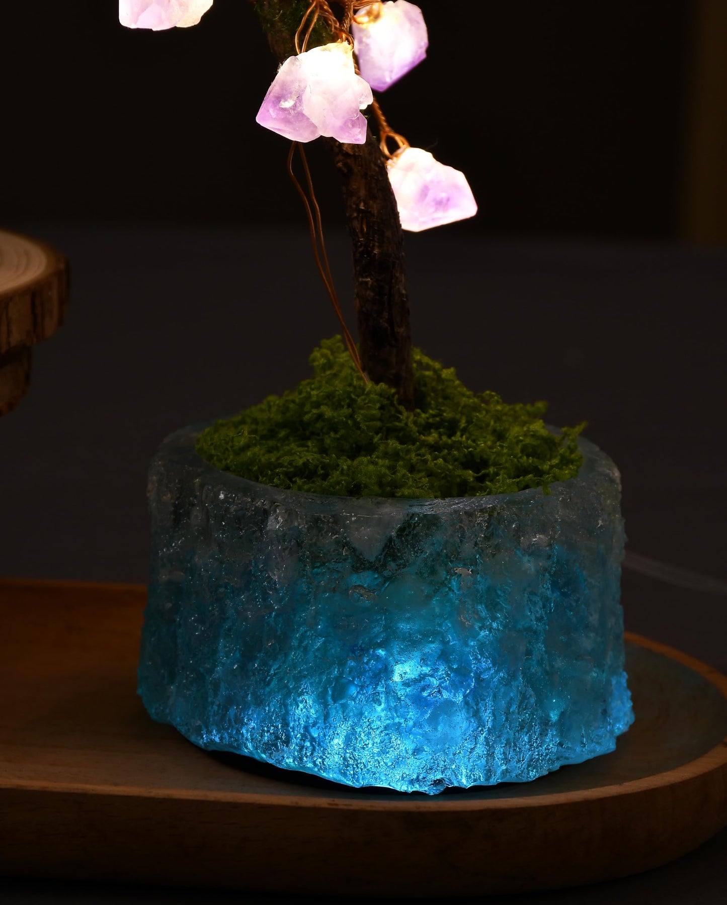 FLCSIed 20 LED Powered by AA Batteries(not Included) Crystal Amythyst Tree Night Light - Ambient Lamp with Timer & Genuine Amethyst Crystals | Perfect Home Decor & Thoughtful Gift (Purple & Blue)