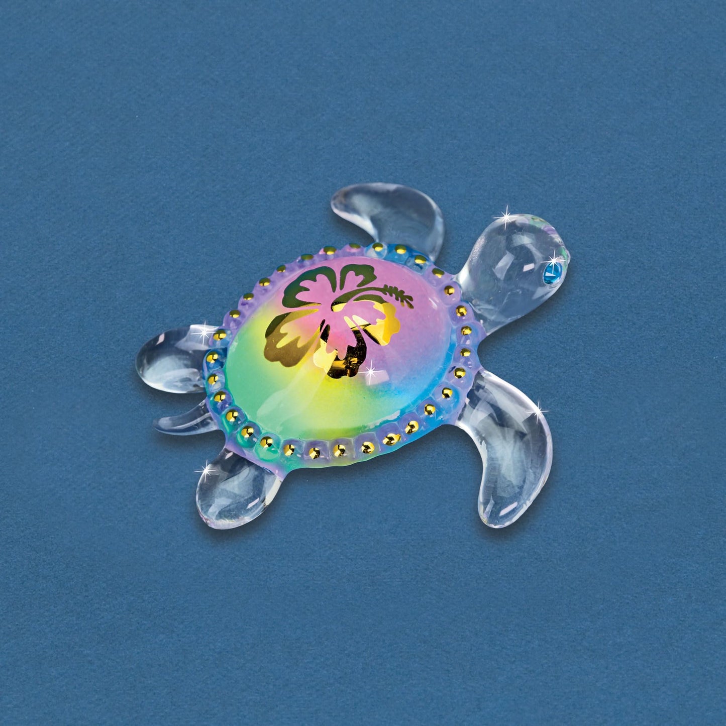 Glass Baron Island Pearl Sea Turtle Glass Figurine, Hand Blown & Sculpted with Austrian Crystal Accents, Collectible Ornament for Home Decor Table Centerpiece