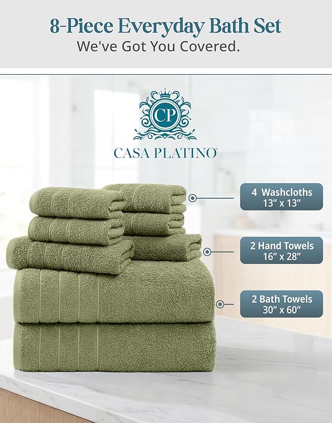 Casa Platino 100% Cotton Hotel Bath Towel Set