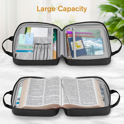 FINPAC Extra Large Bible Cover, Carrying Book Case Church Bag Bible Protective with Handle and Zippered Pocket, Gift for Men Women, Black