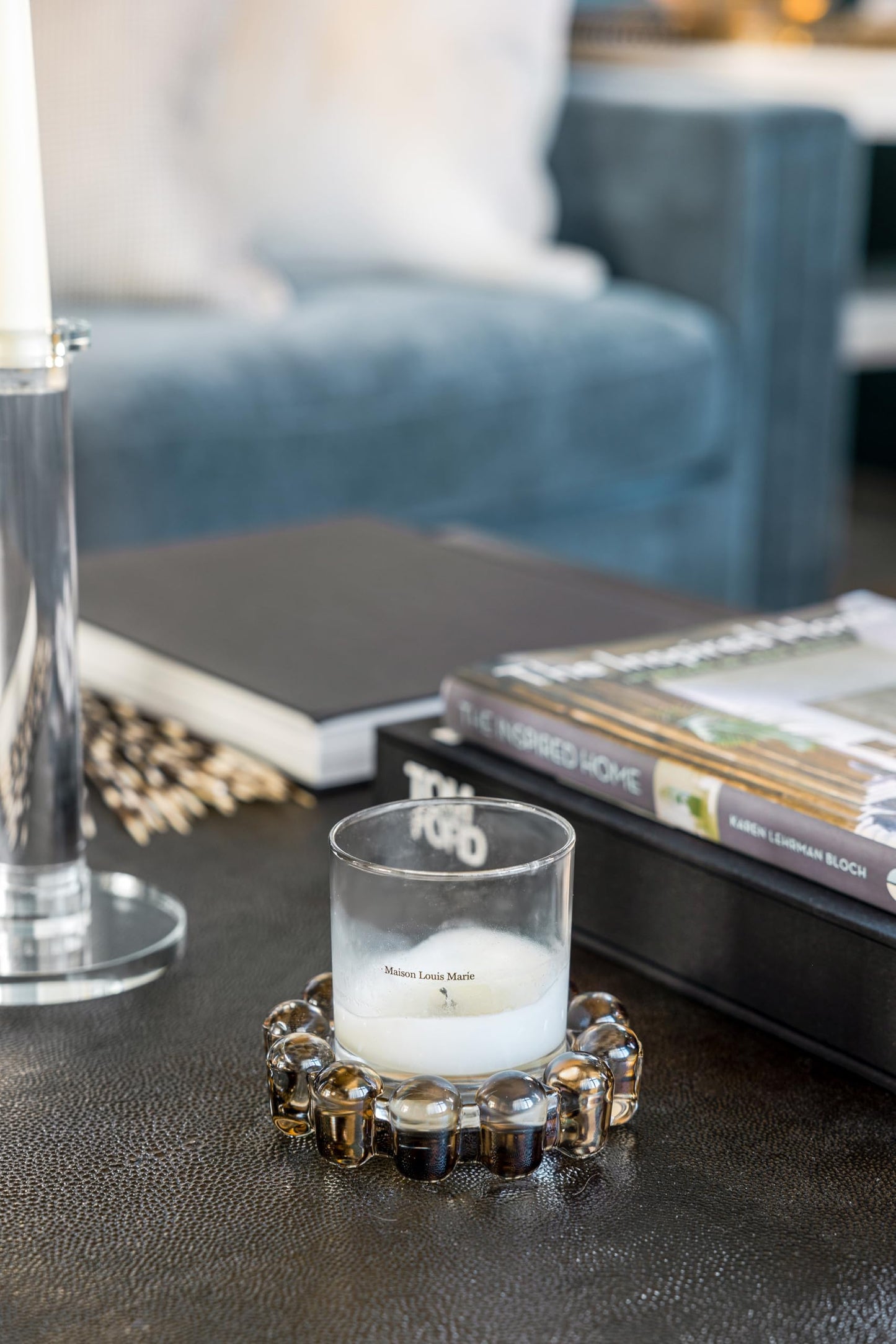 Original Bubble Candle Dish Small by Alice Lane – Smoky Glass Decorative Candle Holder for Home Decor, Small Candles & Diffusers