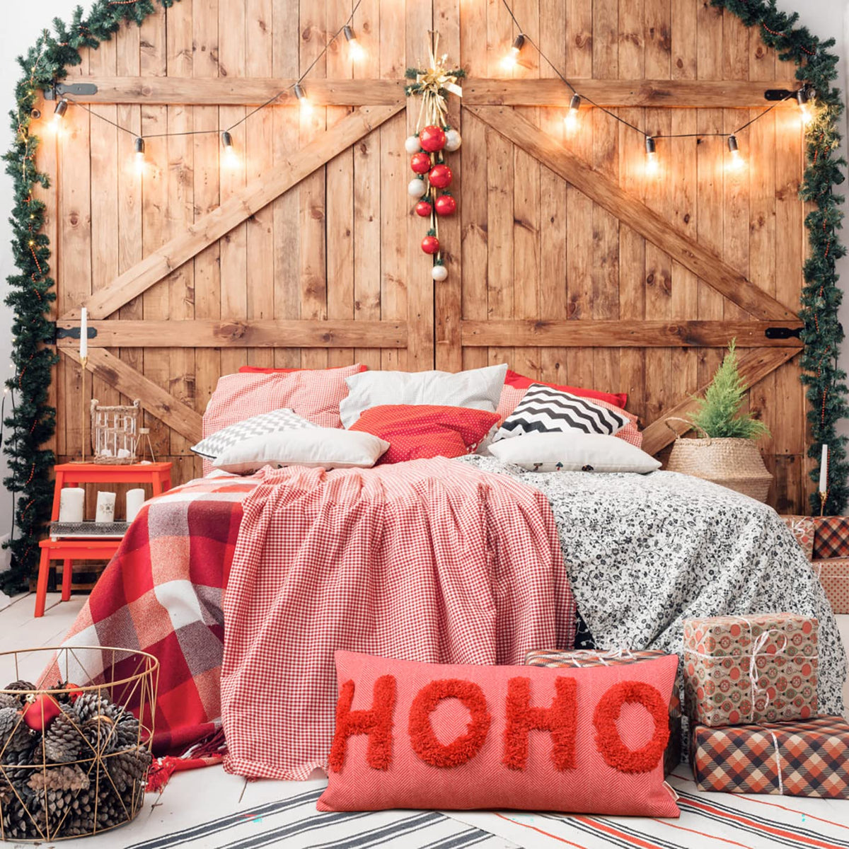 LOOPUINHOM HOHOHO Red Christmas Pillow Covers Christmas Decorations Rectangle Lumbar Waist Throw Pillow Covers for Couch Sofa Bed Living Room 12X24 Inches