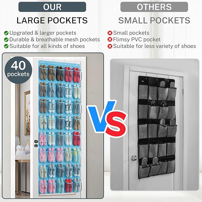 40-Pocket Over the Door Shoe Organizer
