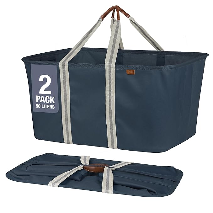 CleverMade Collapsible Laundry Tote 2-Pack – Foldable Carry-All Storage Bin