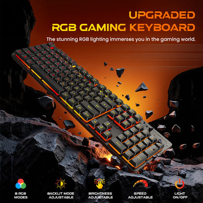 Redragon K521KS Wireless Gaming Keyboard, Tri-Mode BT/2.4G/USB-C RGB Mechanical Feeling Keyboard with Multimedia Keys, 4000mAh Battery, Anti-Ghosting, Compatible with PC - Upgrade