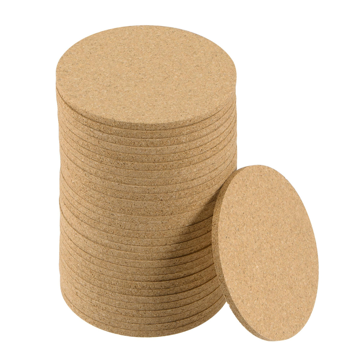 uxcell Cork Coasters Wooden Trivet Drinks Mats, Round 3.5 Inch Diameter, 0.16 Inch Thick for Home Bar Kitchen Restaurant Lab, Yellow, Pack of 30