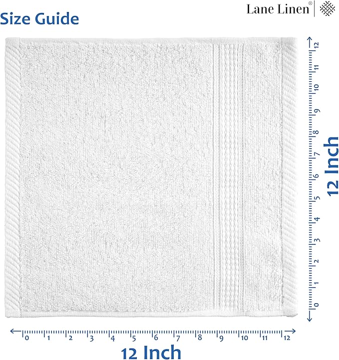 LANE LINEN White Washcloths 24 Pack
