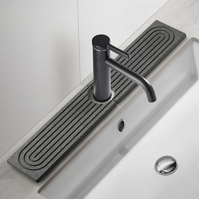 Faucet Mat for Kitchen Sink, Diatomite Fast Drying Stone Sink Tray, Super
