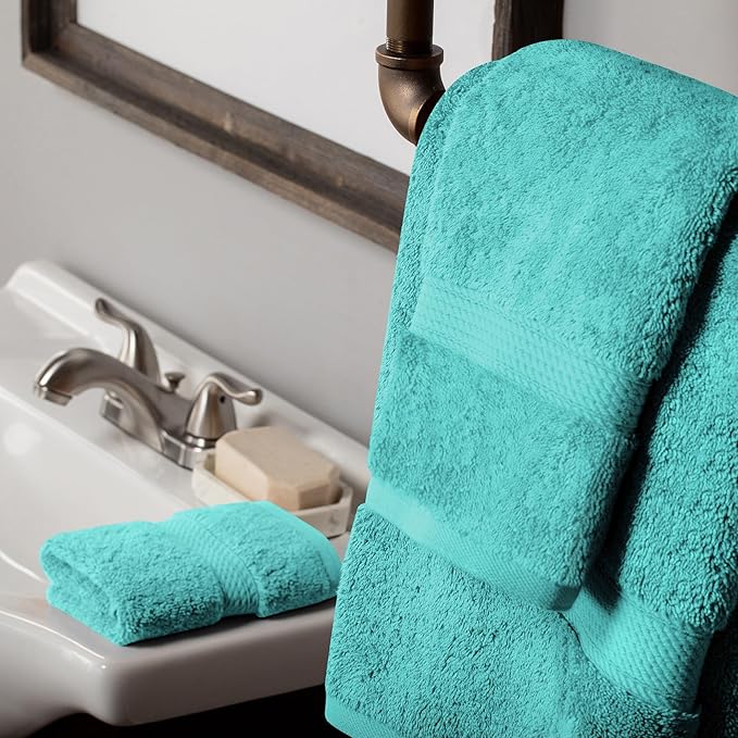 SUPERIOR Solid Egyptian Cotton Towel Set, Hand Towel 20” x 30”, Bath Towel 30”