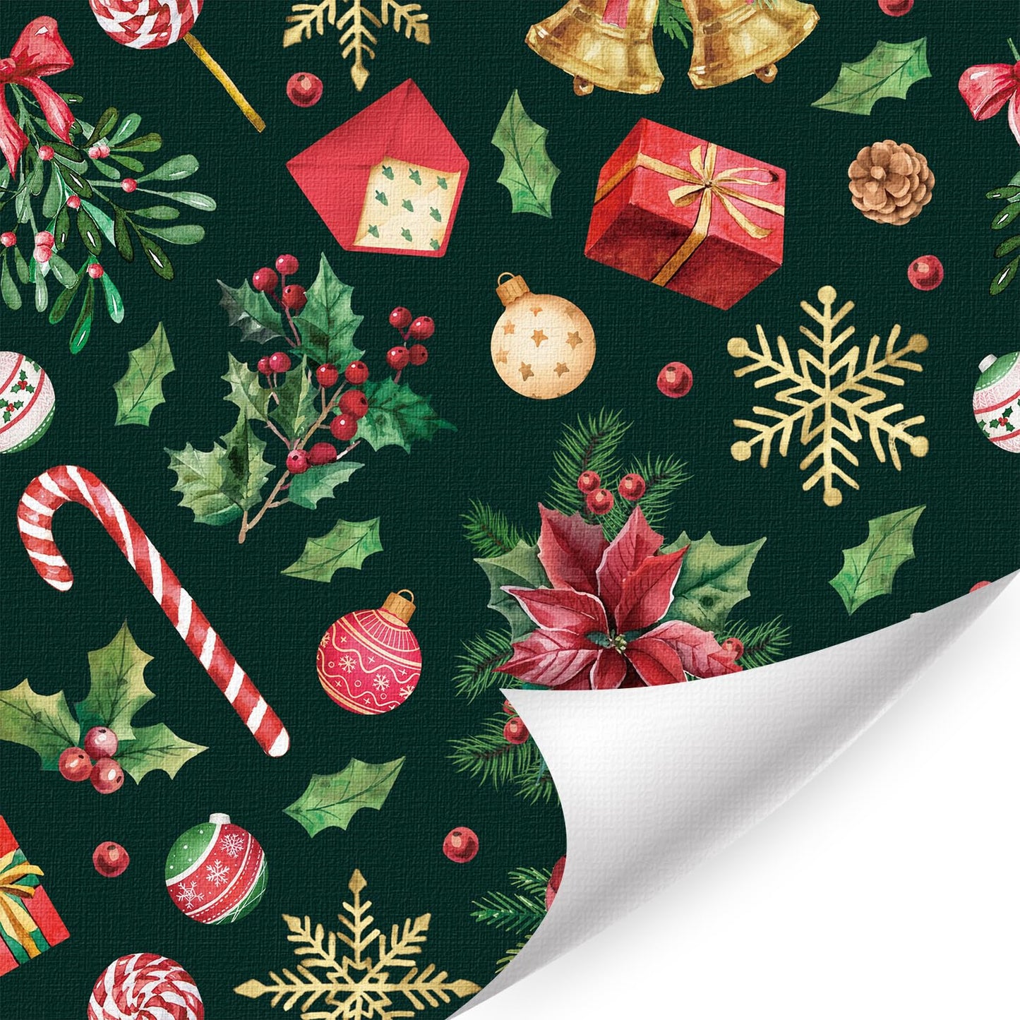 IARTTOP Merry Christmas Wallpaper Peel and Stick Xmas Holiday Poinsettia Contact Paper for Wall Cabinets Christmas Ornament Wallpaper Self-Adhesive for Winter Party Bedroom Holiday Decor(17.3"X118.1")