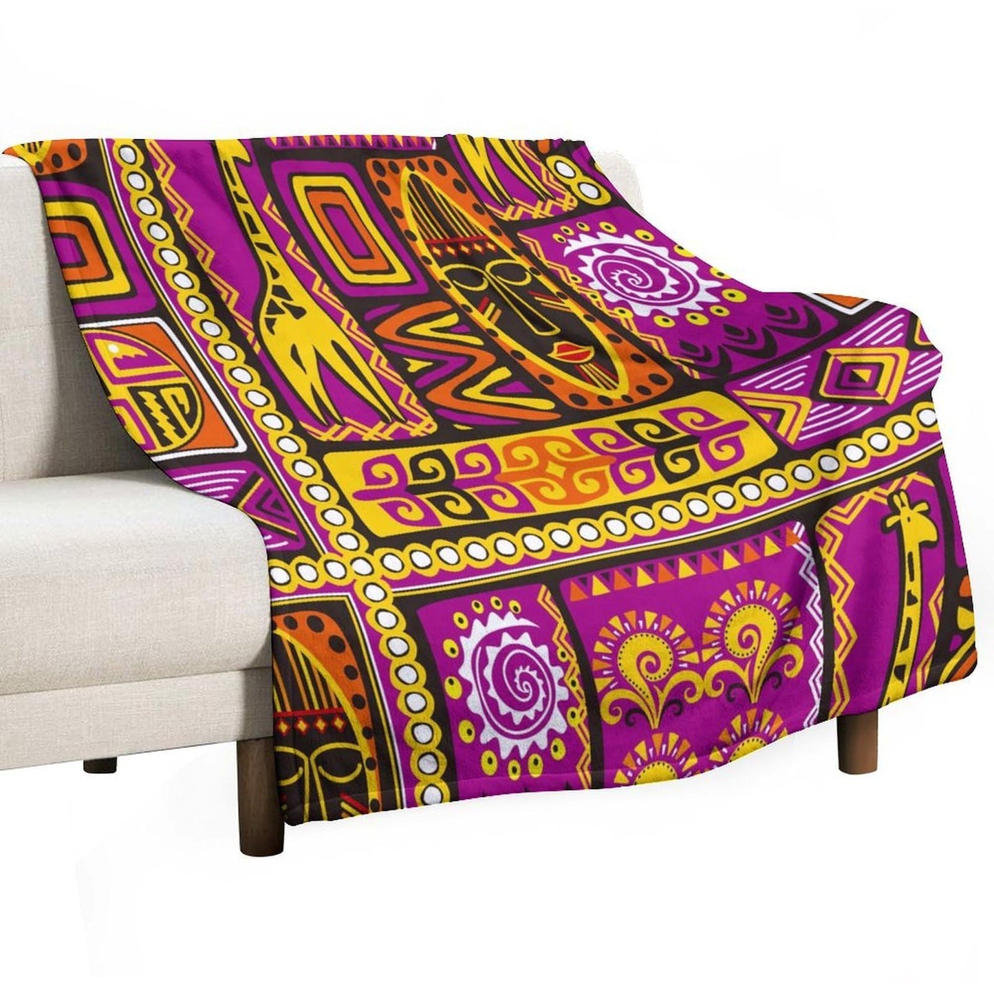 ZhiRain African Totems Throw Blanket American Kwanzaa Black History Month Juneteenth Blanket for Sofa Bed Couch Chair Or Dorm 50"x60"