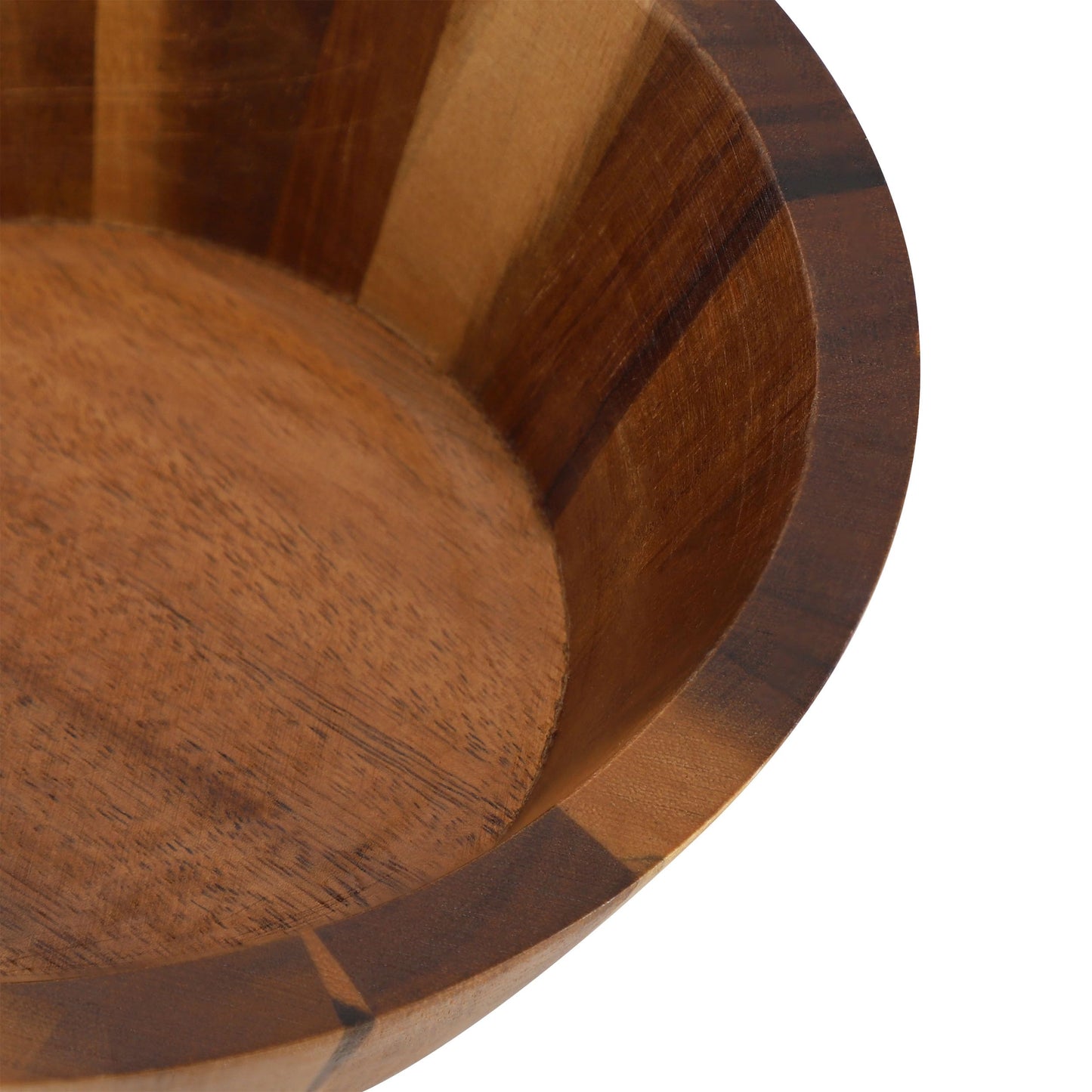 Elama 4 Piece 6.75 Inch Acacia Wood Salad Bowl Set, Dining Bowl, Serving Bowl, Natural Wood Dinnerware Set (6.75in Dark)