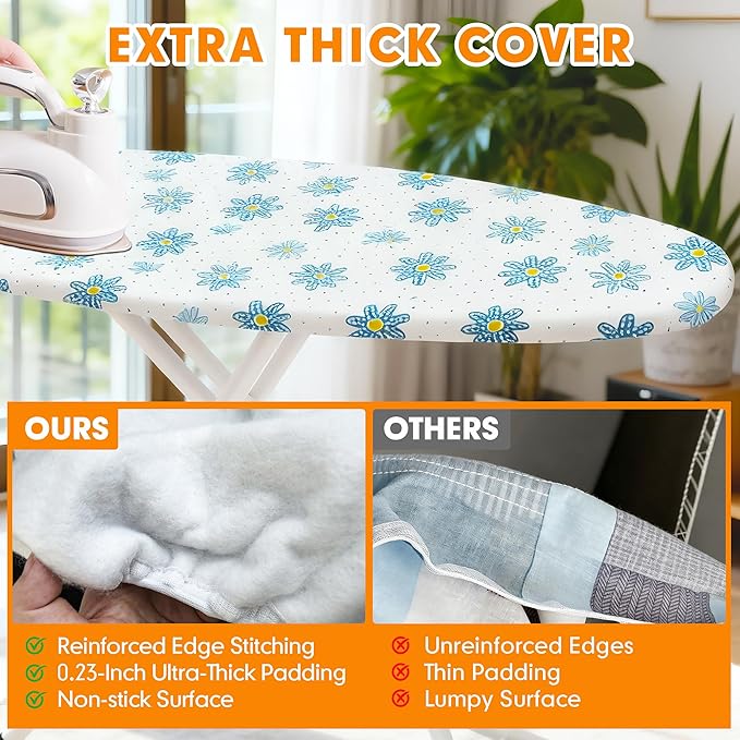 Ironing Board Cover and Pad, 21x54 Extra Large Thick Iron Padding, Scorch &