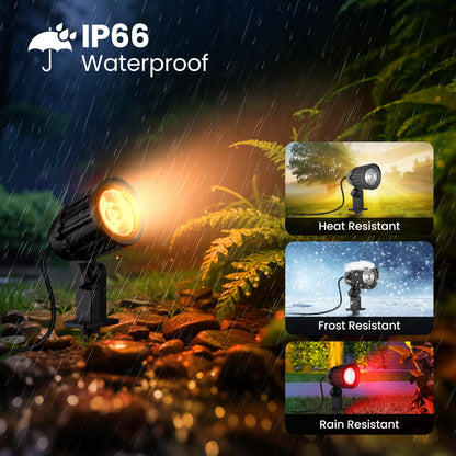 Linke Solar Spot Lights Outdoor Garden, 4 in 1 Colour Changing Led RGB Solar Powered Spotlights IP66 Spike Lights Remote Control Dusk to Dawn Landscape Spotlight for Yard Patio Lawn