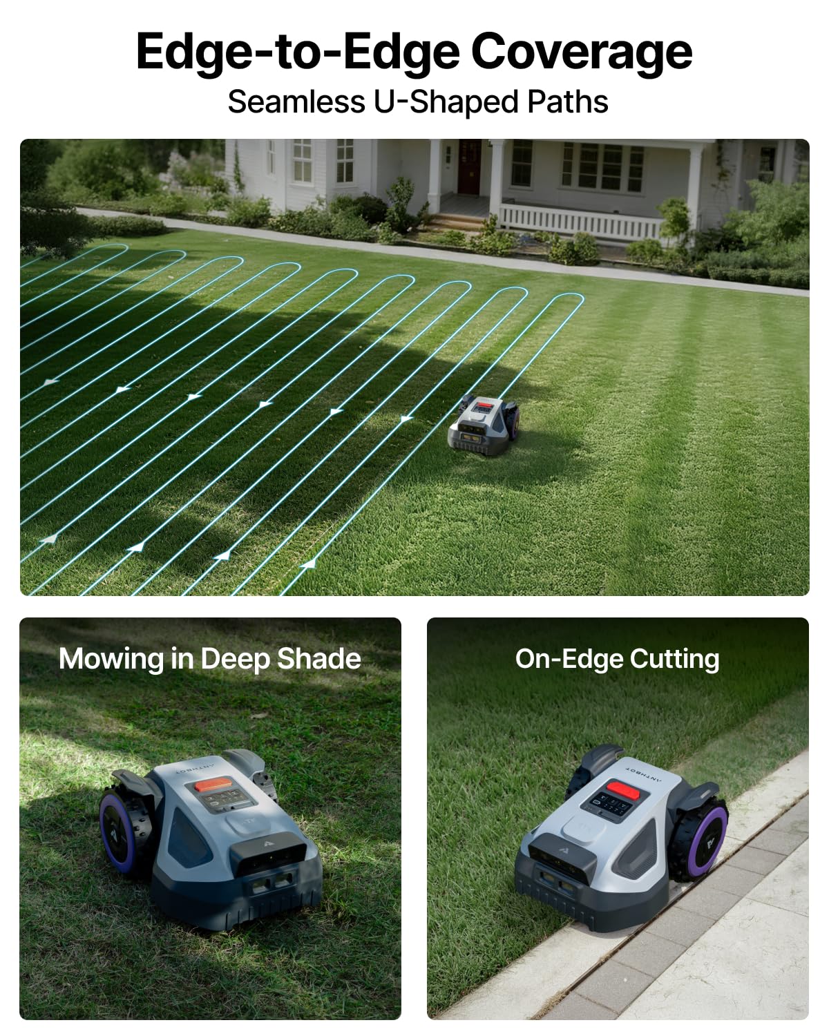 ANTHBOT M9 Robot Lawn Mower 1/4 Acre, Dual Vision+Full-Band RTK Robotic Lawnmower, No Perimeter Wire, App Control Obstacle Avoidance, 45% Slope, Cutting Height, Multi-Zone Mapping
