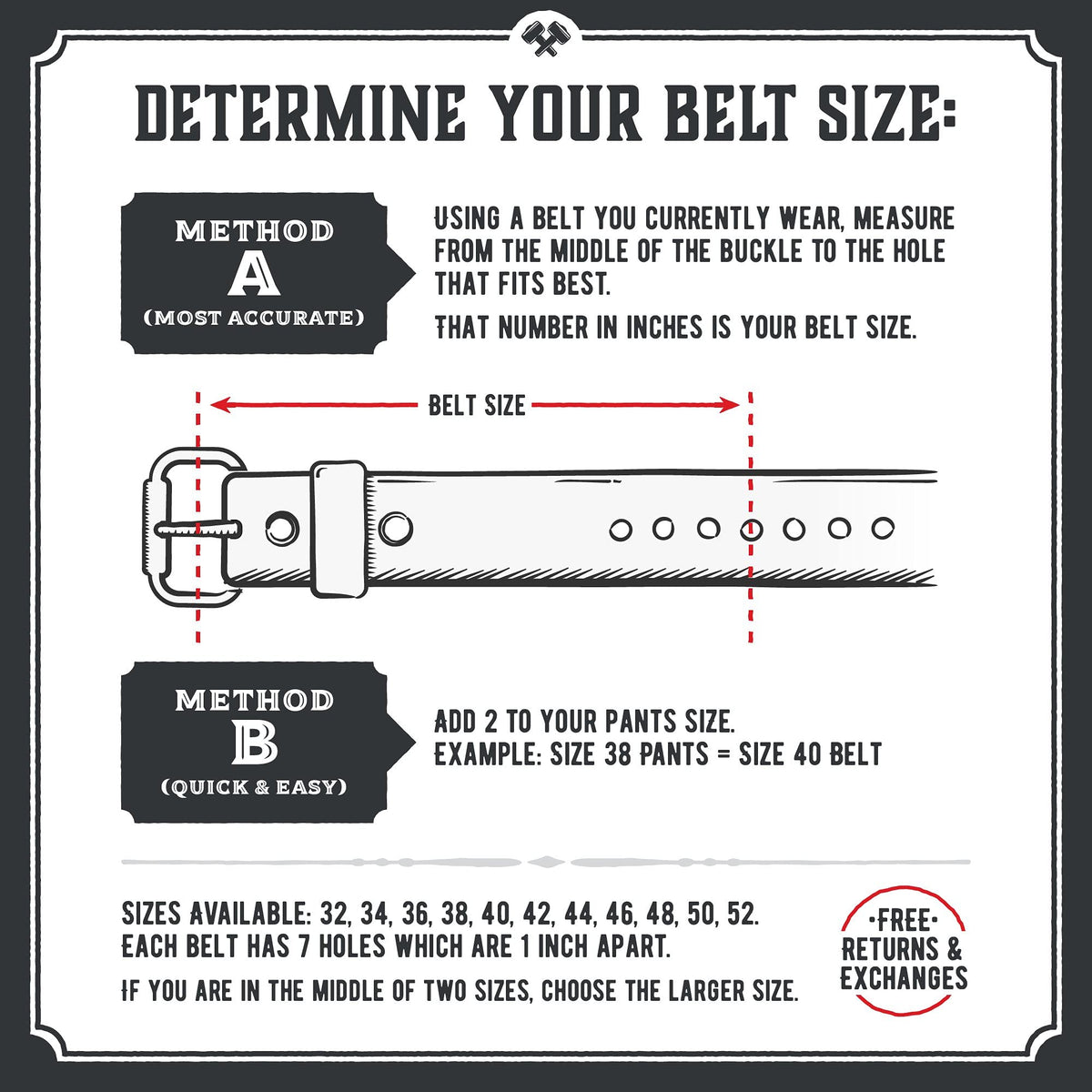 Main Street Forge All American Leather Belt | Made in USA | Men's Heavy Duty Work Belt | Brn-36