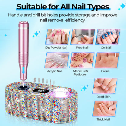 40000RPM Electric Nail File Drill Professional Kit, Drill Machine with LCD Display, Manicure Pedicure Polishing Acrylic Gel Nail Grinder for Salon, Home Use