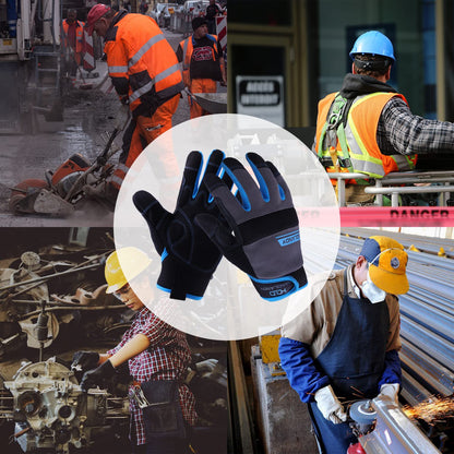 AIGEVTURE Work Gloves - Touchscreen, Utility, Mechanic, Lightweight Blue XL