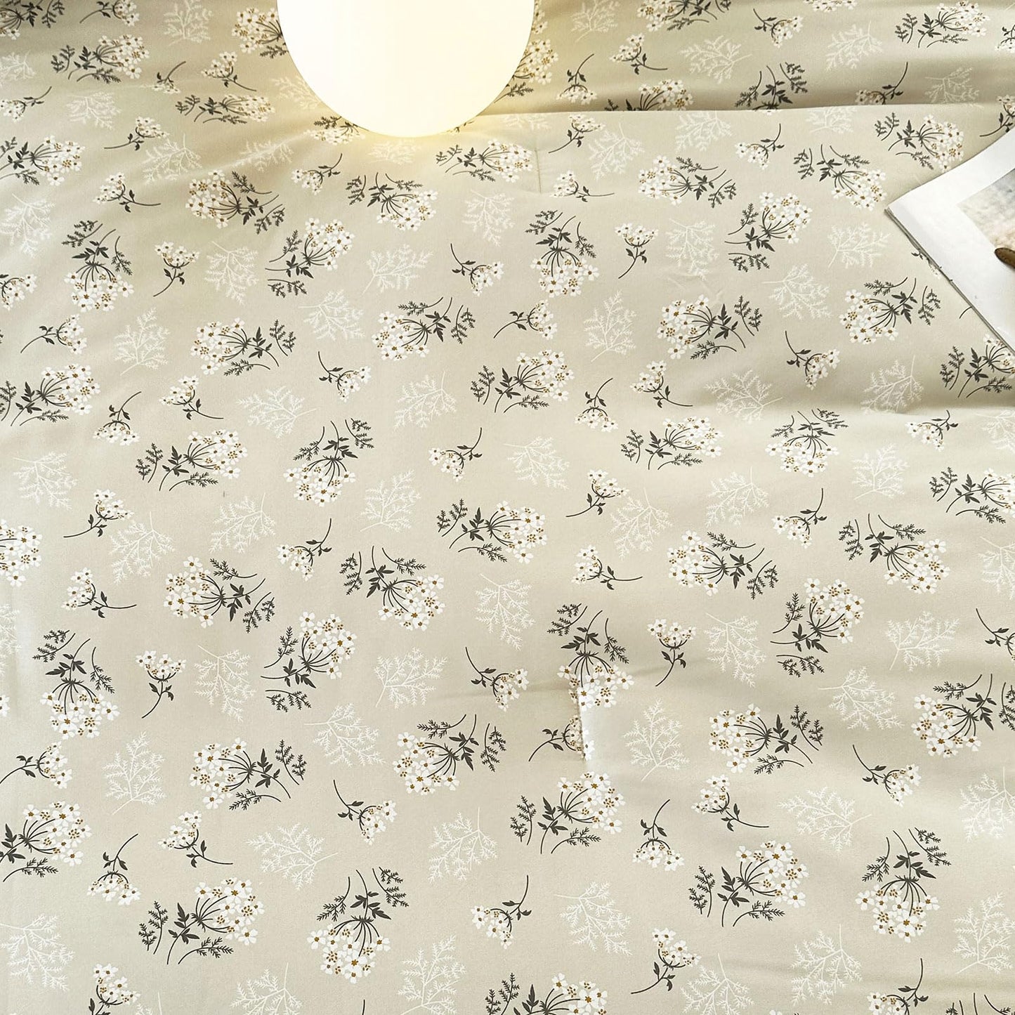 EAVD Boho Floral Comforter Set Queen Soft Washed Microfiber Garden Beige Floral Bedding Queen Comforter Set Reversible Botanical Bedding Set with 2 Pillowcases