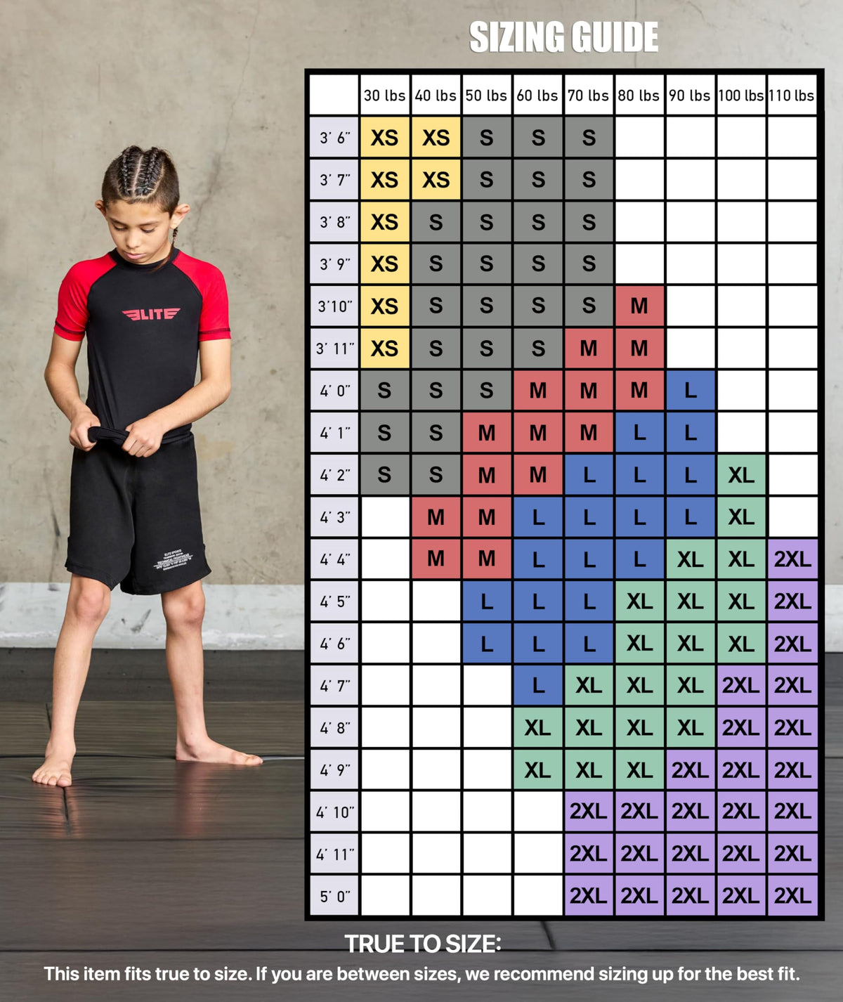 Elite Sports Kids Jiu Jitsu BJJ Rash Guard, Short Half Sleeve Compression Shirt for Youth Boys Girls Sports Nogi Training Red