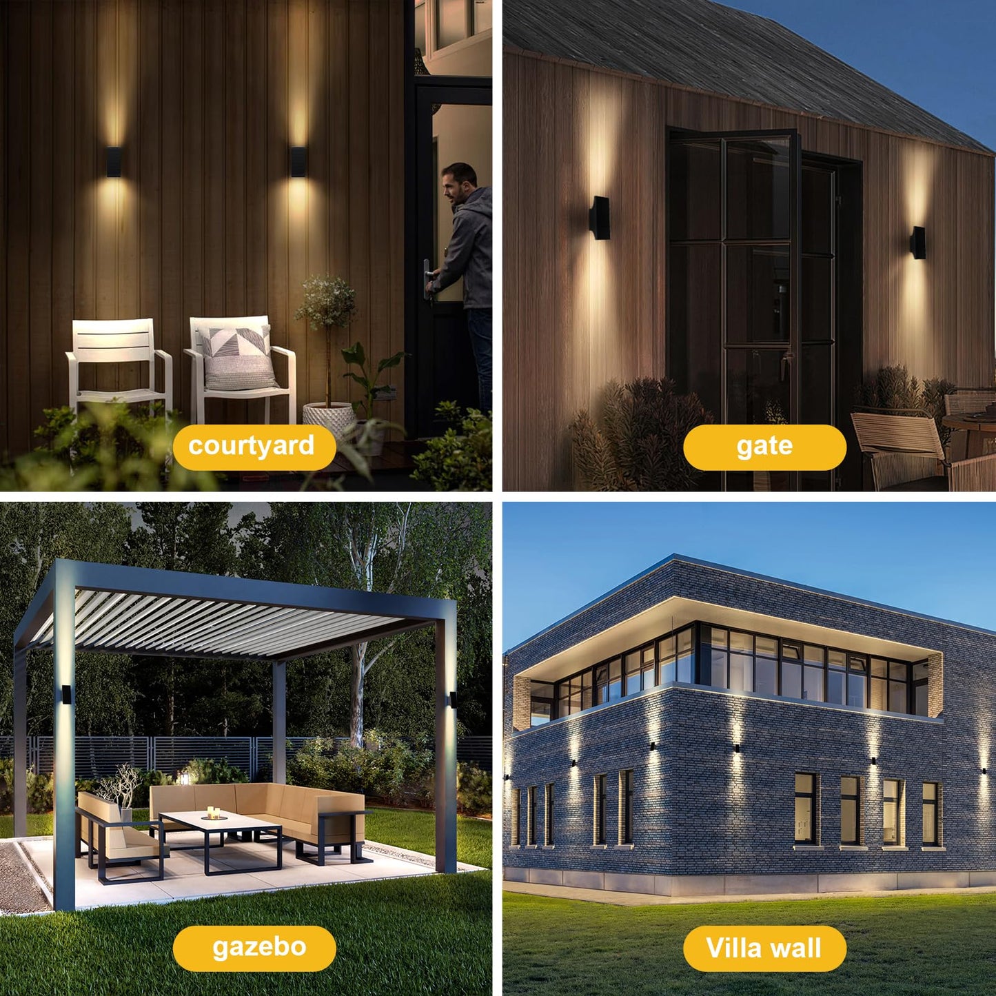 SOTTLOT Solar Outdoor Lights, 3000K 700LM Solar Wall Lights Outdoor Up and Down, Dimmable Solar Sconce Lights, IP65 Waterproof Outdoor Solar Lights for Yard Patio Garage Porch, 1pcs