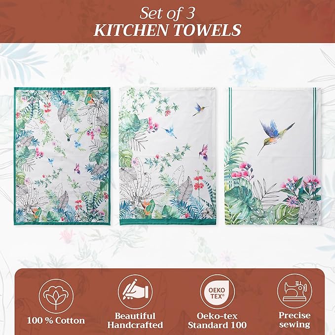 Maison d' Hermine Kitchen Towels Set of 3 100% Cotton 27.50" x 20" Reusable