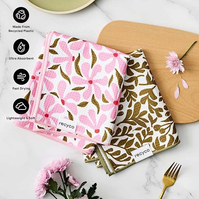 RECYCO Waffle Kitchen Towel Set of 2