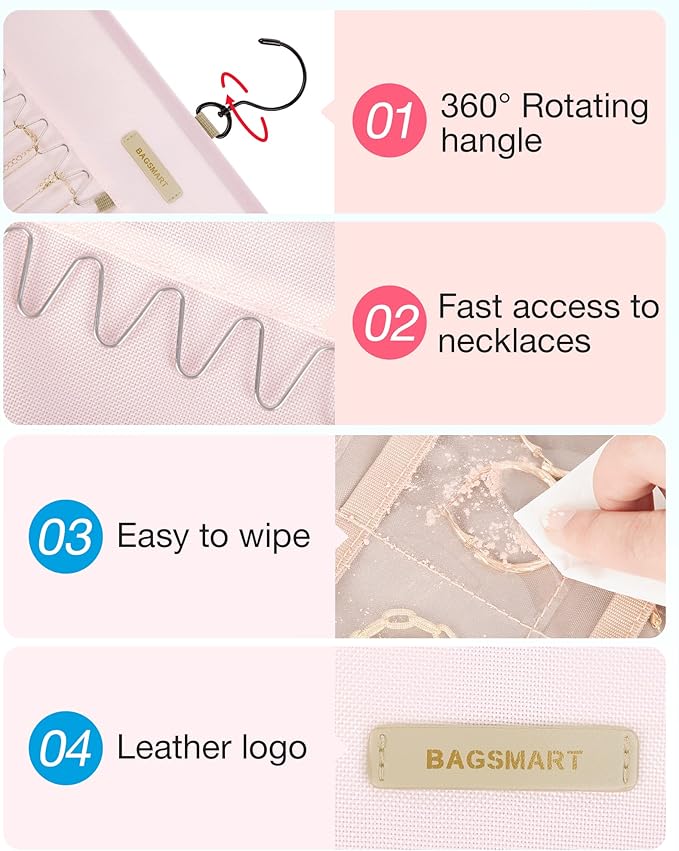BAGSMART Hanging Jewelry Organizer Storage Roll