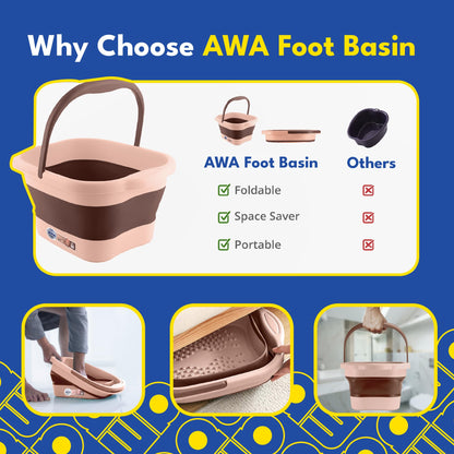 American Wellness Authority AWA Extra Large foot bath basin - Sturdy plastic soak tub For Soaking feet and Pedicure At Home Spa Kit Women Men (Grey Basin), 1.0 Count