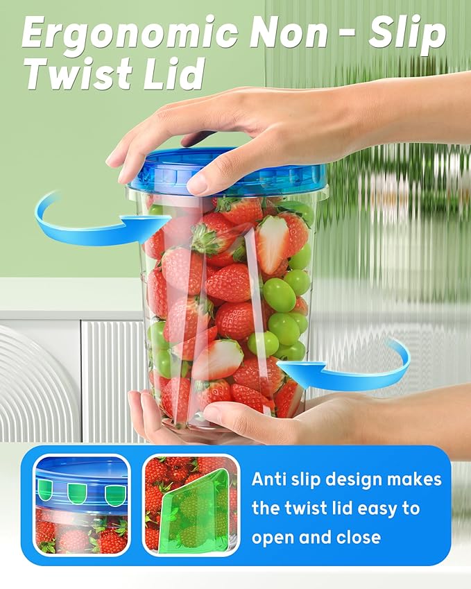 6 Pack-34oz Freezer Storage Containers, Plastic Food Storage Containers