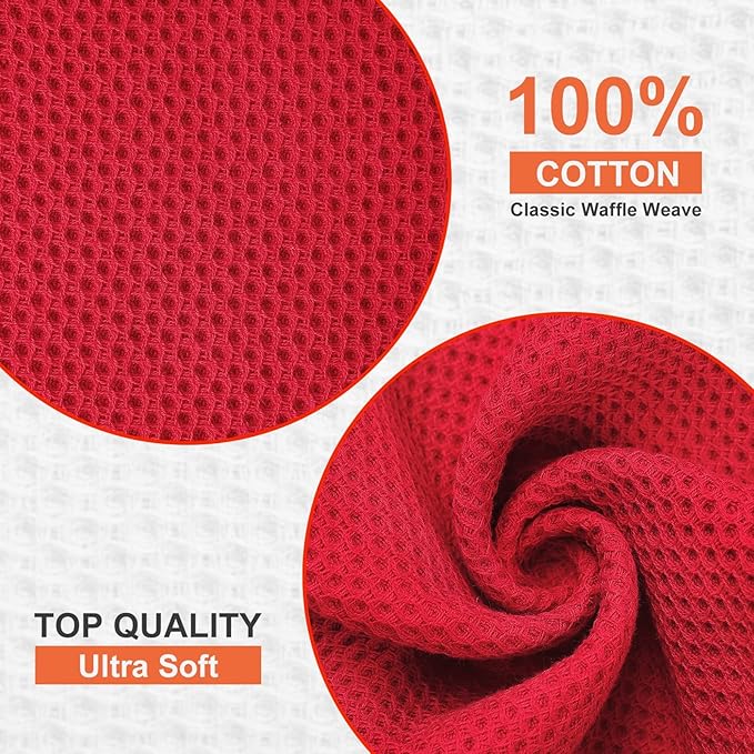 Kitinjoy 100% Cotton Kitchen Dish Cloths, 8 Pack Waffle Weave Ultra Soft